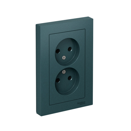 Розетка 2-м СП AtlasDesign 16А IP20 без заземл. в сборе изумруд SE ATN000820