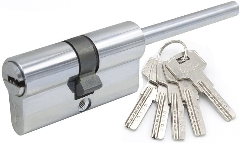 Механизм цилиндровый с длинным штоком ZL90 (60x30) CP 5 ключей (хром)