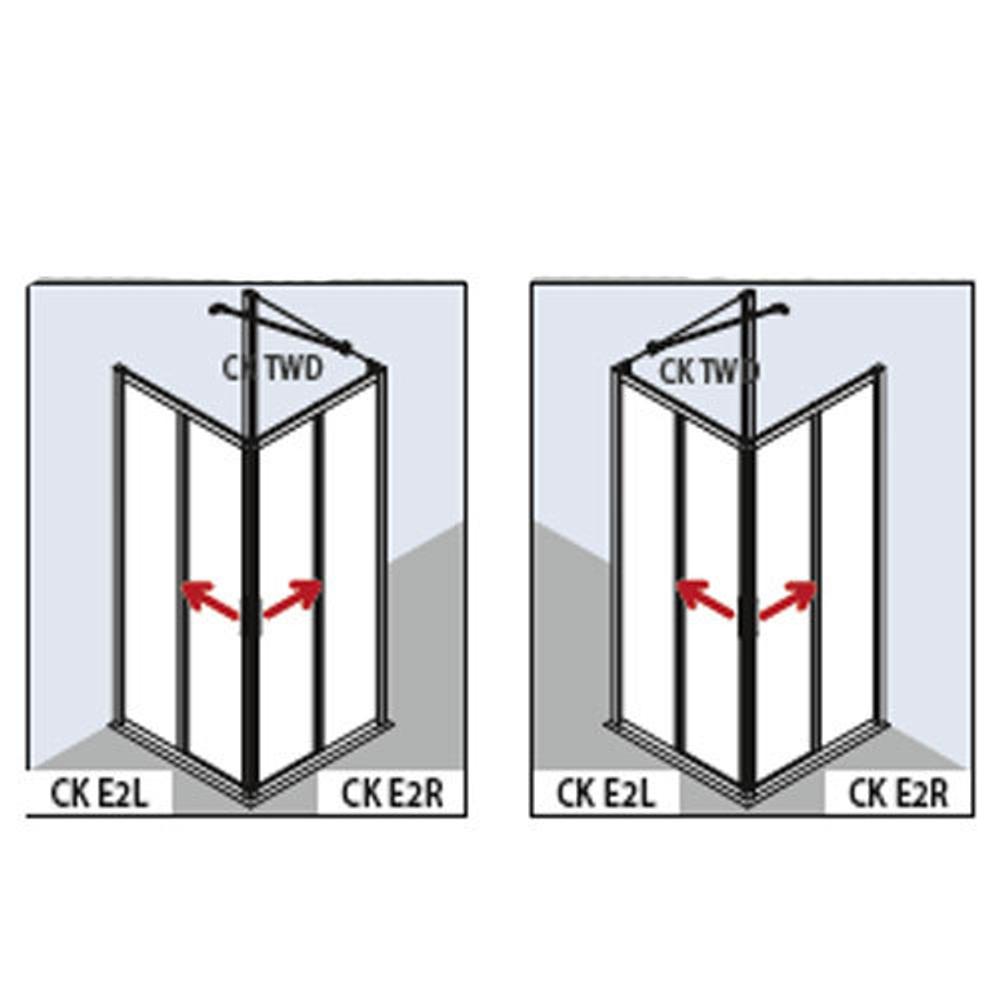 Душевой ограждение Kermi CADA XS  875-900/2000 с угловым входом, стекло прозр., ESG Clean CKE2L09020VPK + CKE2R09020VPK
