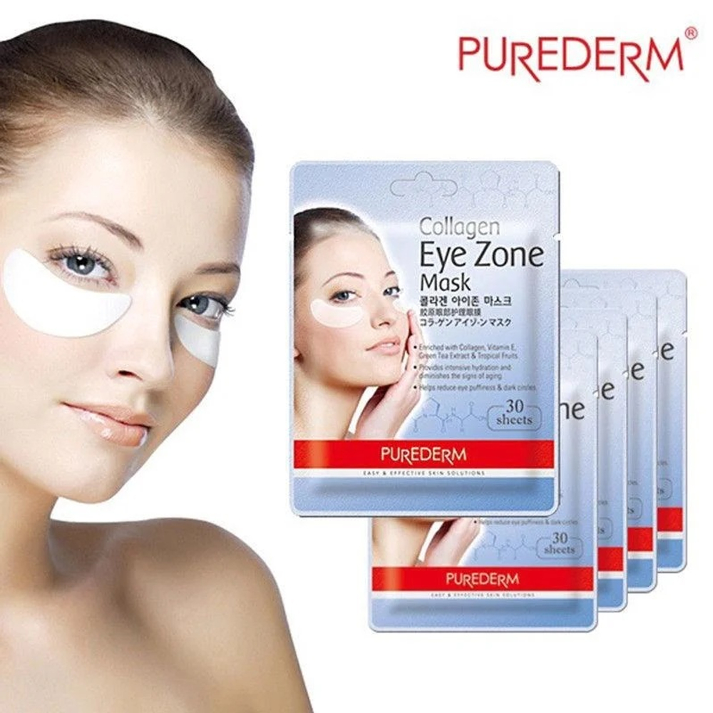 Purederm. Набор тканевых патчей под глаза с коллагеном Collagen Eye Zone Mask 30шт