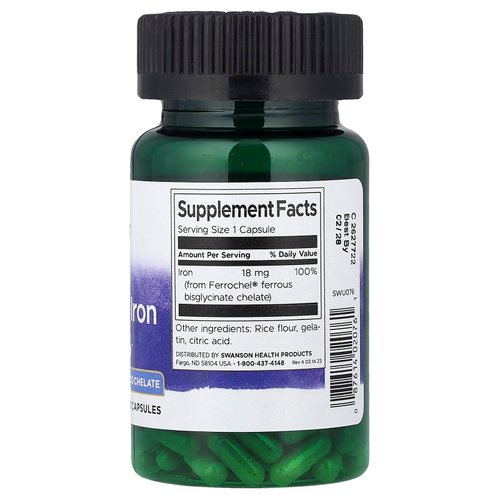 Swanson, Albion®, Ferrochel®, железо, 18 мг, 180 капсул