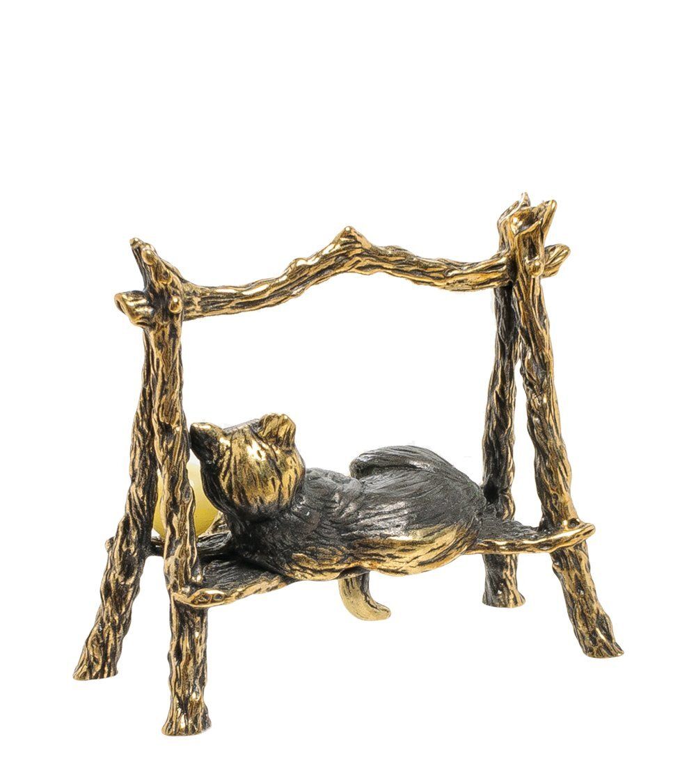 Народные промыслы AM-1909 Фигурка «Кот сельский» (латунь, янтарь)