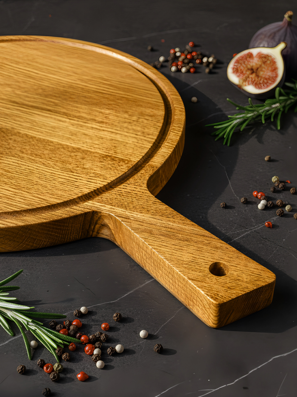 Разделочная доска круглая 30 см с ручкой