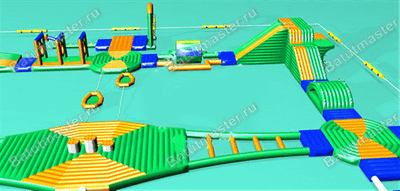 Коммерческий надувной аквапарк на воде «Водный мир без границ» 40×38×5 м