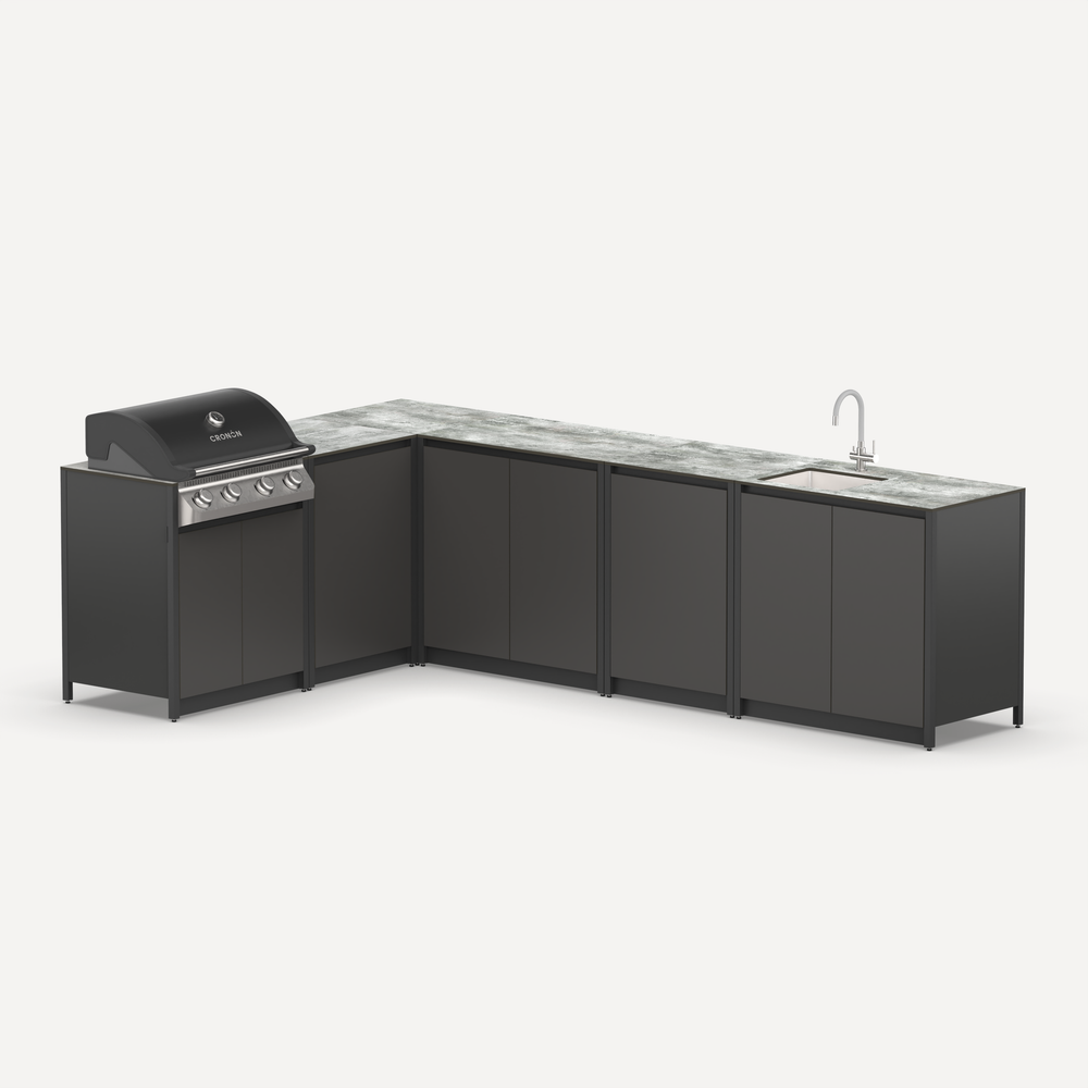 Угловой барбекю комплекс Lounge F-110SG, 3x2 м, черный/серый каспий