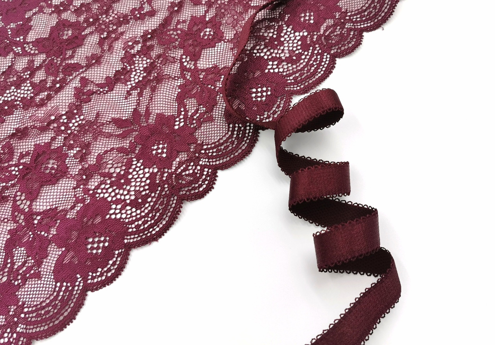 Бретелечная резинка, с фестонами, 15 мм, малиновое сияние, м