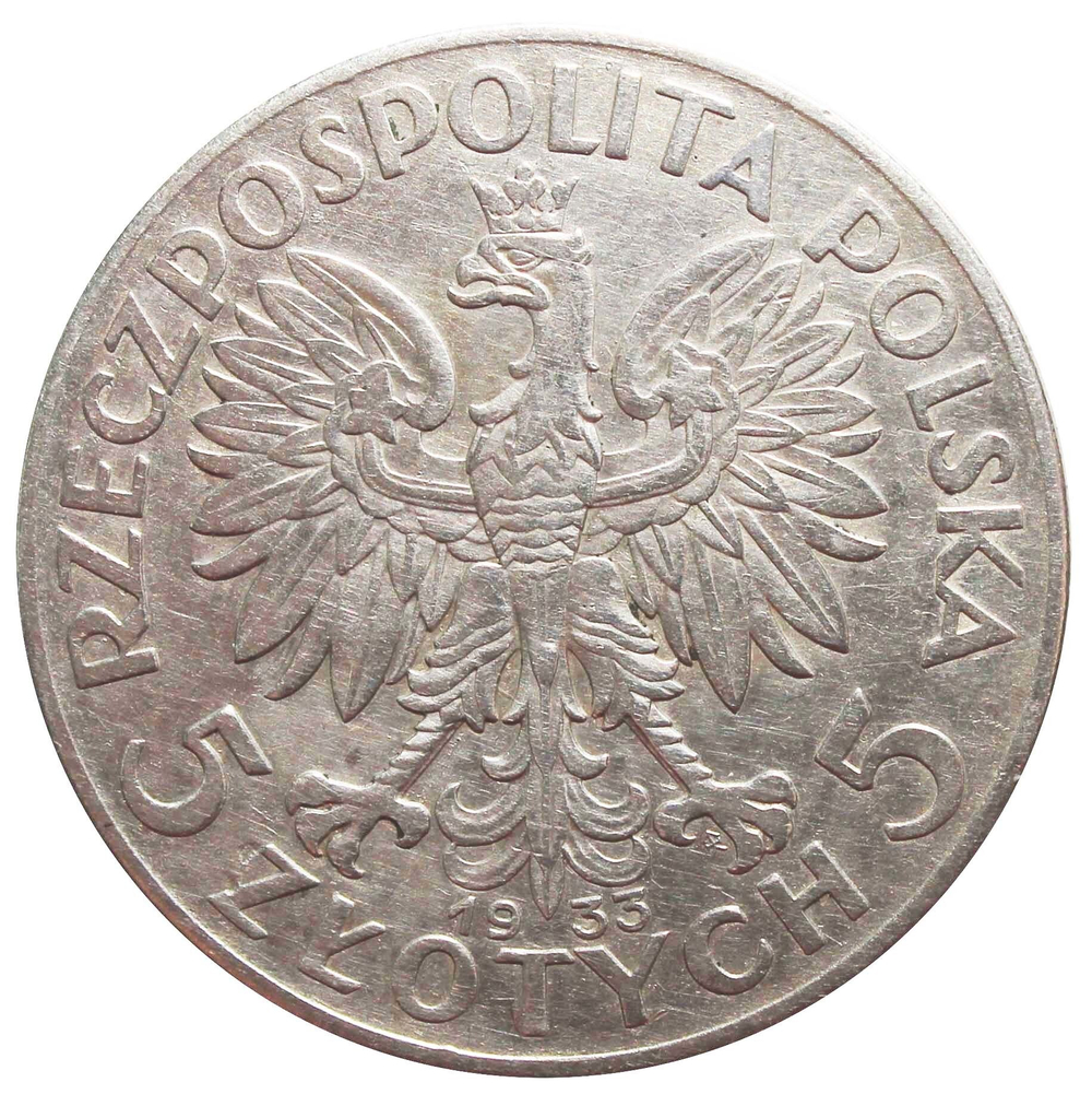 5 злотых Польша Ядвига 1933 год VF-XF