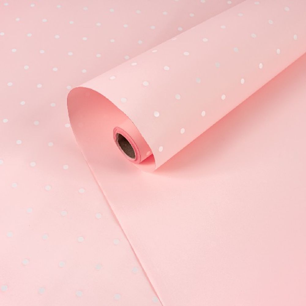 Пленка матовая "Горошек" Розовая 57см*10м