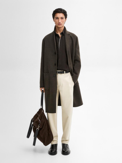 Massimo Dutti Брюки свободного кроя из смесового хлопка, бежевый