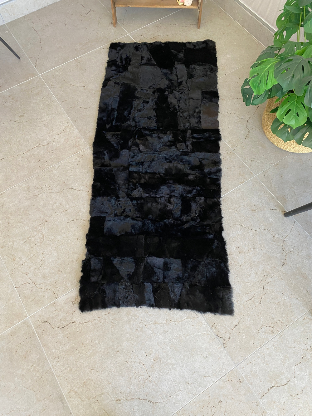 Коврик прикроватный накидка на кресло из кусочков овчины, 160 х 50 см.