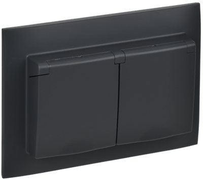SKANDY Розетка 2-местная и крышкой 16А в сборе IP44 SK-R12G графит IEK