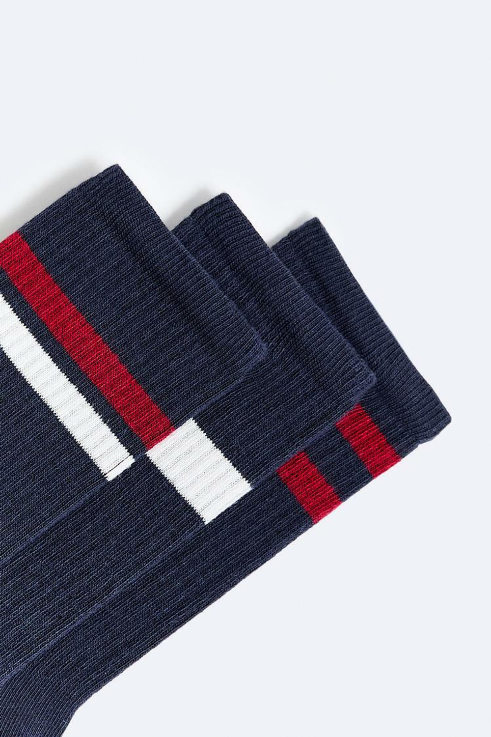 ZARA УПАКОВКА ИЗ 3 ПОЛОСАТЫХ НОСКОВ, ТЕМНО-СИНИЙ