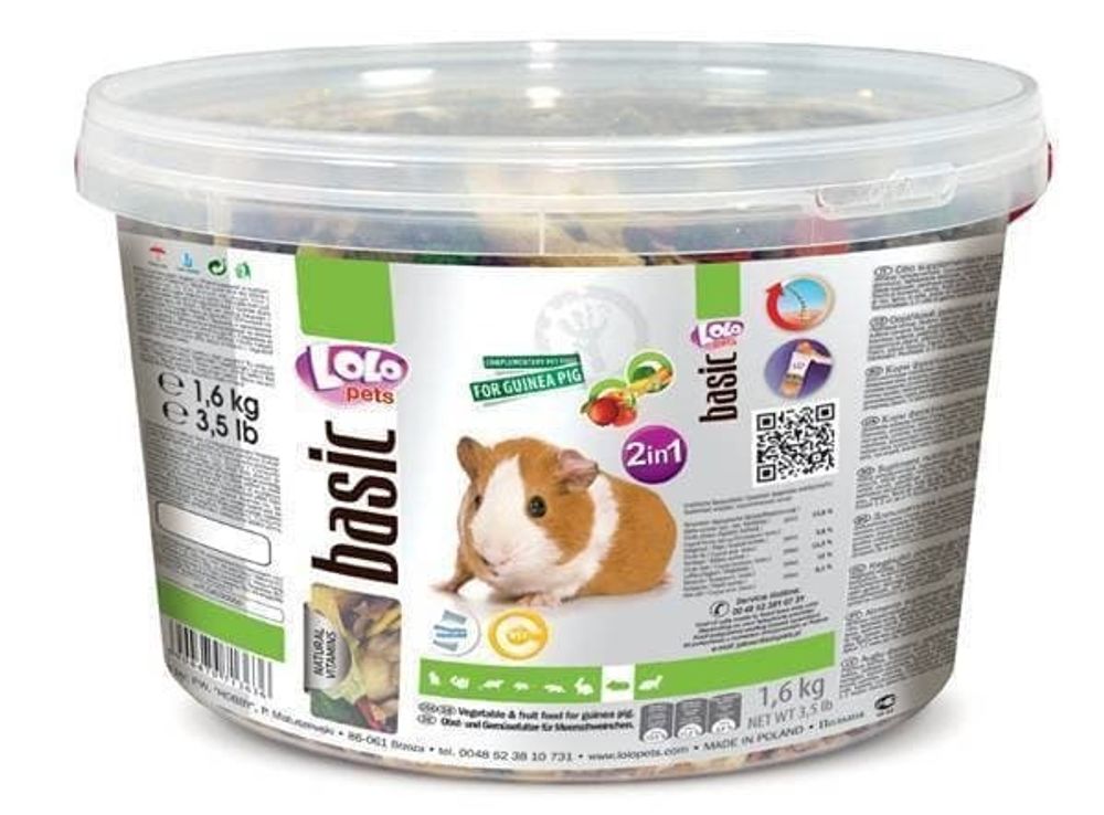 LoLo PETS Корм для морских свинок 2в1 овоще-фруктовый. Ведро 1,9кг