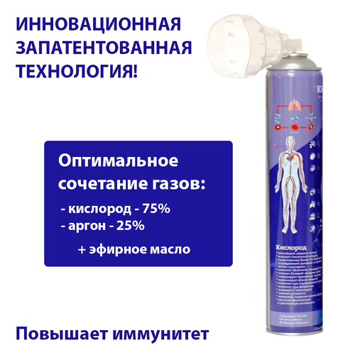 Кислородный баллончик с аргоном Air-Active (О2+Ar) c маской-комфорт и эфирными маслами 17 л.