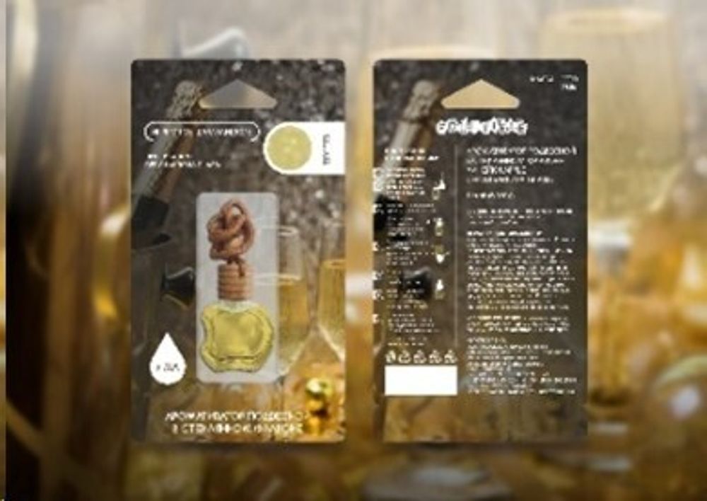 Ароматизатор подвесной  Aroma Glass  линейки  Apple  Игристое шампанское 9 мл (аромат легких фруктовых нот и цветов) (FOUETTE)