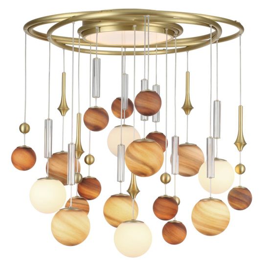 5457/21C MODERN ODL_EX26 светлая сатин.латунь/белый/бежевый/коричневый/металл/стекло Люстра потолочная G9 x 20 x 5W + LED 20W 2500K CALLISTO