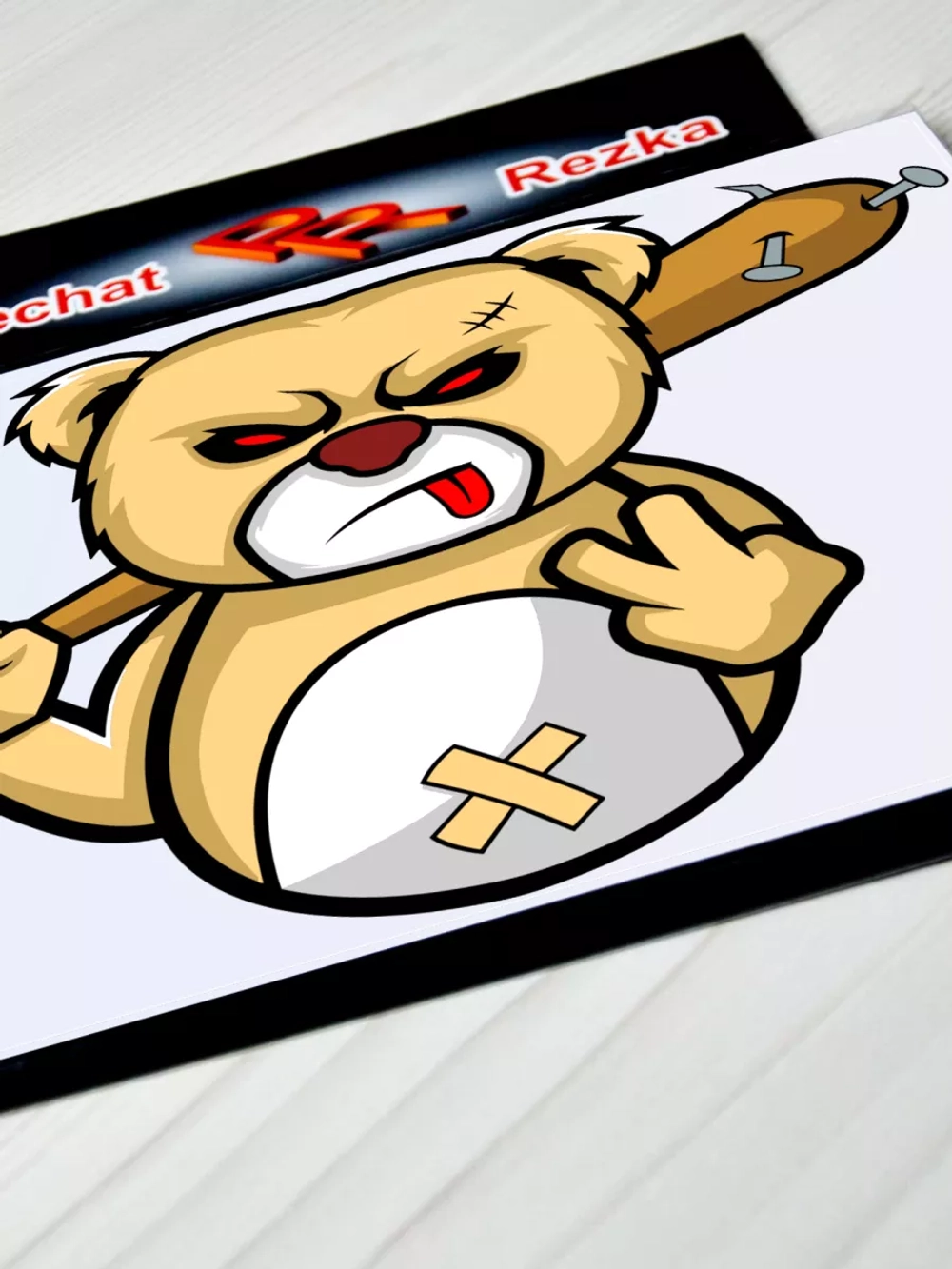 Наклейка - Мишка с битой