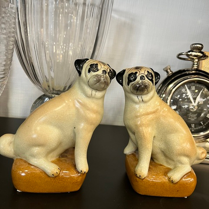 Мопсы фарфоровые пара, 14 см