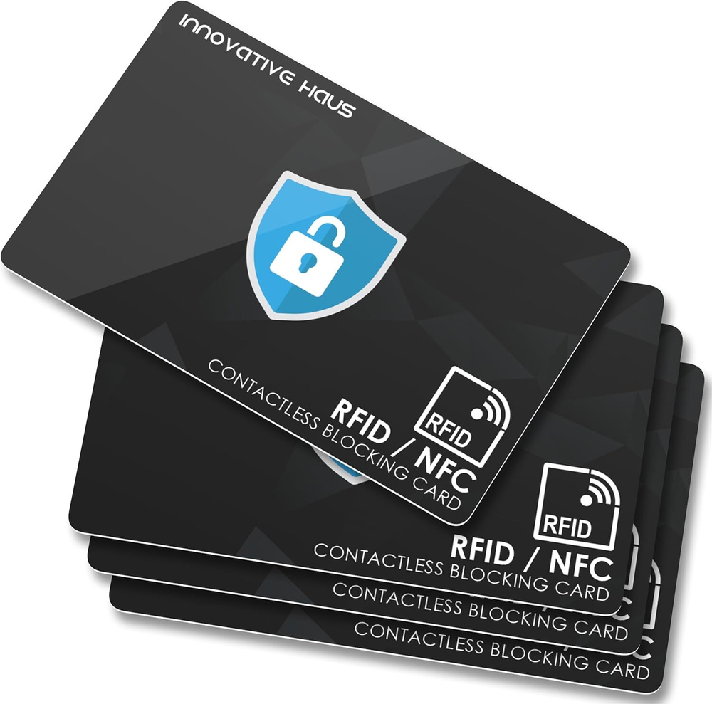 INNOVATIVE HAUS RFID Blocking Card — Защита от скимминга (4 шт.) Тонкие карты-блокировщики RFID/NFC для кошельков и кардхолдеров