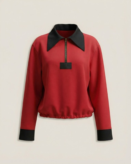 Джемпер из джерси с контрастным воротником и молнией