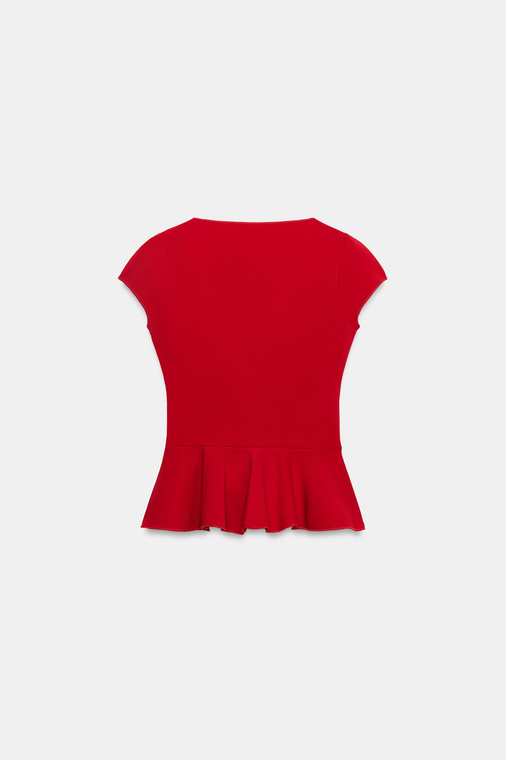 ZARA ТОП С БАСКОЙ И ПУГОВИЦАМИ, КРАСНЫЙ