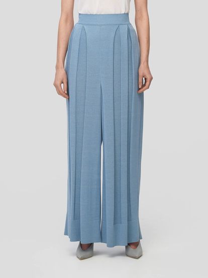 Женские брюки синего цвета из шелка и вискозы - фото 3