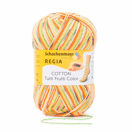 Пряжа Regia Cotton Color (02417/Папайя), 72% хлопок, 18% полиамид, 10% полиэстер, 100г/420м