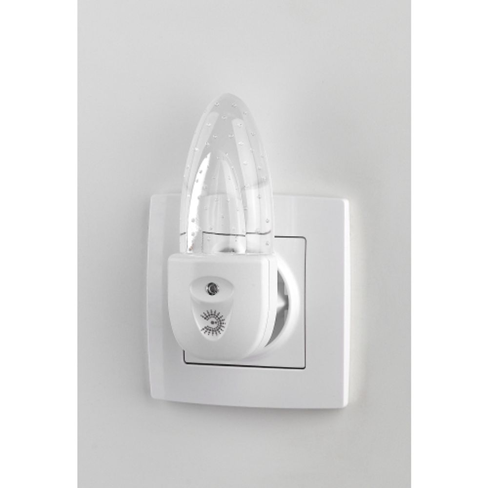 Ночник - светильник светодиодный ЭРА NN-619-LS-W в розетку с датчиком освещенности белый
