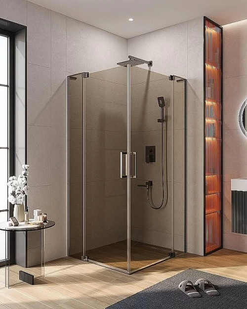 Душевой уголок Cezares Slider 80x110 AH-2-70/80-100/110-BR-GM стекло бронза/профиль матовая оружейная сталь