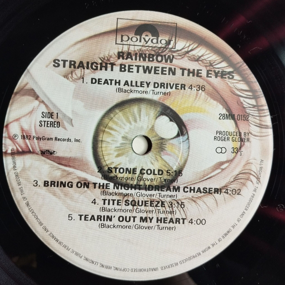 Винтажная виниловая пластинка LP Rainbow Straight Between The Eyes (Japan 1982) (Blue Obi)