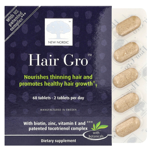 New Nordic, Hair Gro, 60 капсул