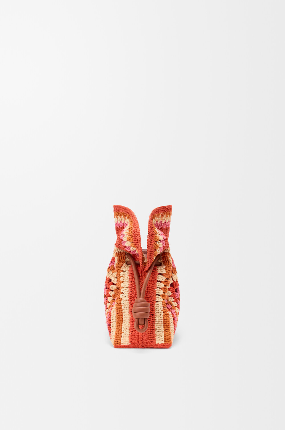 Loewe Средний клатч Flamenco из рафии и телячьей кожи, ярко-оранжевый/розовый