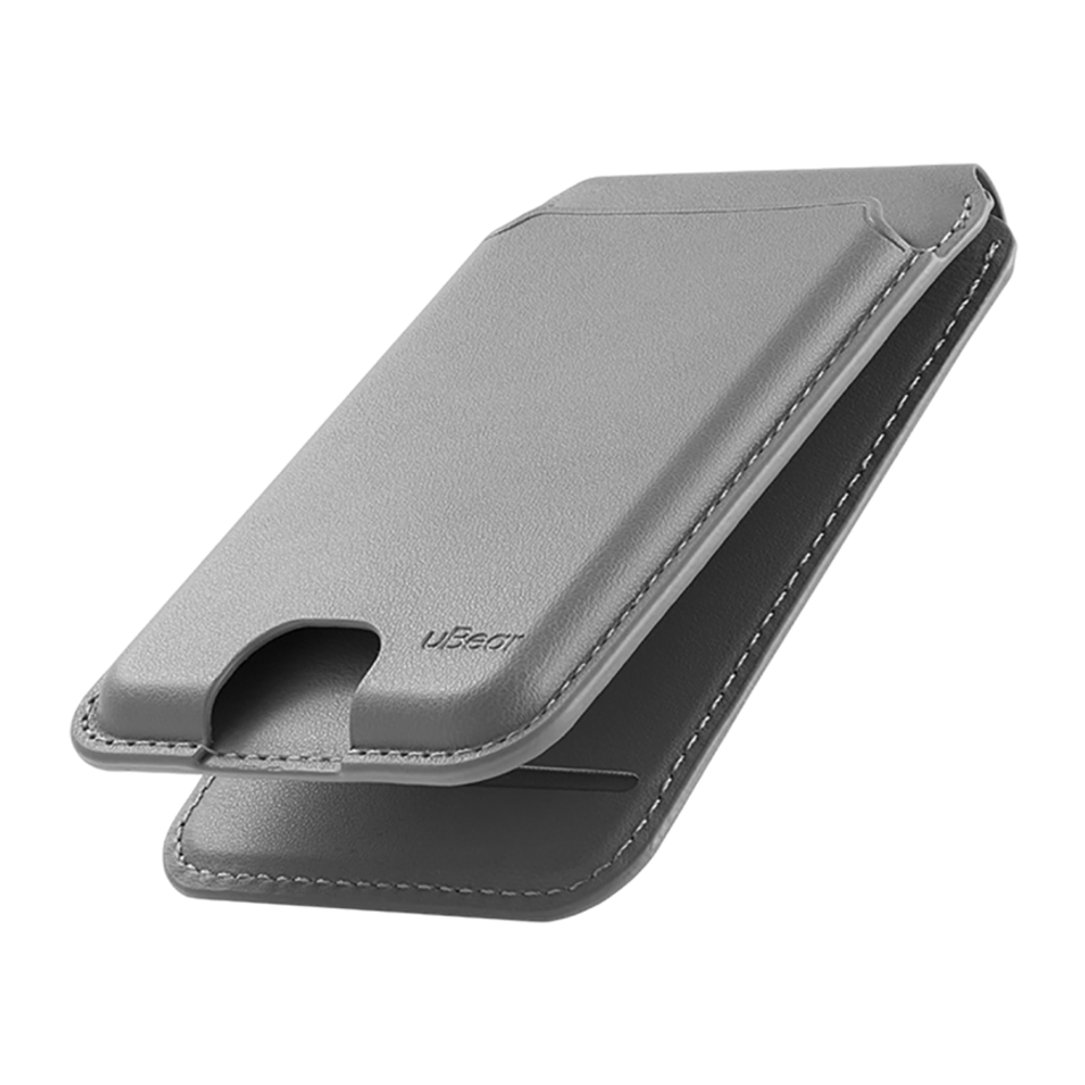 Кожаный чехол-бумажник MagSafe с подставкой uBear Fold Geo Гибридный картхолдер из полиуретановой кожи. Работает с приложением Apple «Локатор». Вмещает до девяти карт