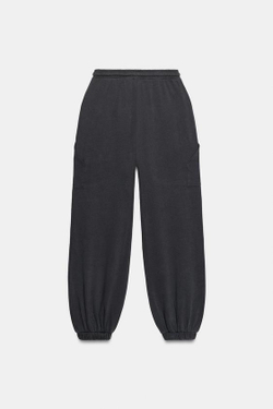 ZARA БРЮКИ-ДЖОГГЕРЫ С КАРМАНАМИ, СВИНЦОВЫЙ