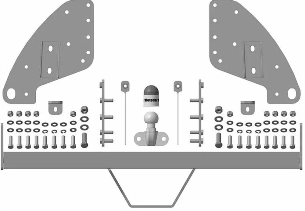 Полностью Оцинкованный Фаркоп с эл-кой Smart для Mitsubishi L200 2006-2014, 2015-н.в., Fiat Fullback 2016-2019 (оцинк. Шар)(паспорт и сертификат в комплекте) 91301-FE.Motodor