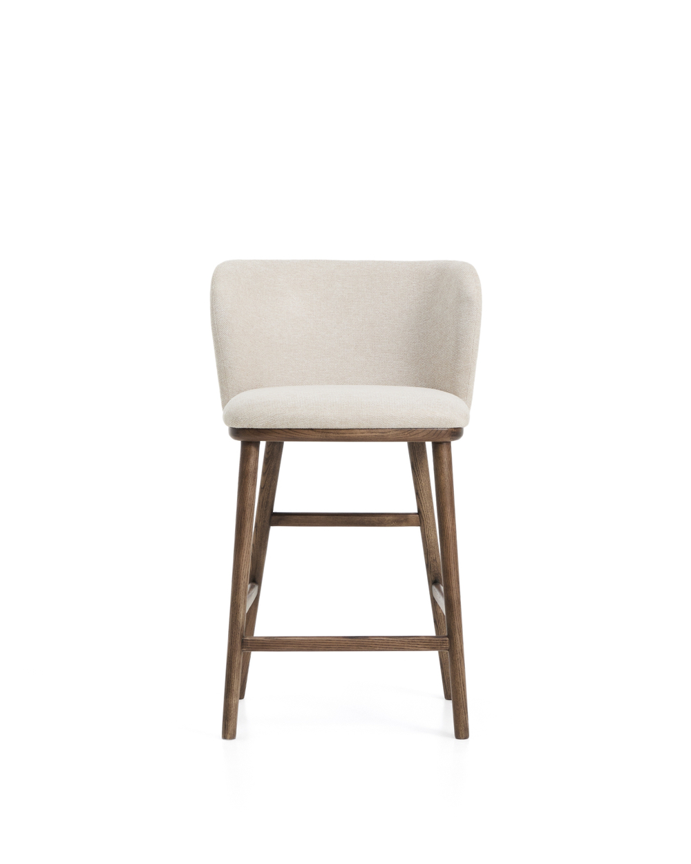 Полубарный стул Ciselia из бежевого шенилла с ножками из ясеня в отделке орех