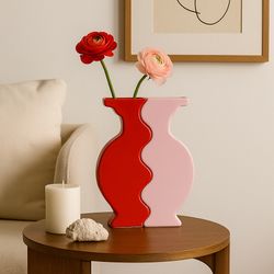 Набор из 2-х ваз Love Puzzle, 25 см, красная/розовая