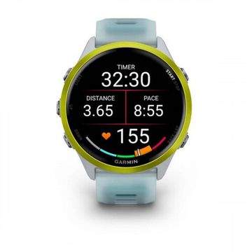 Garmin Forerunner 570 47 мм — желтый алюминиевый корпус, бело-бирюзовый ремешок