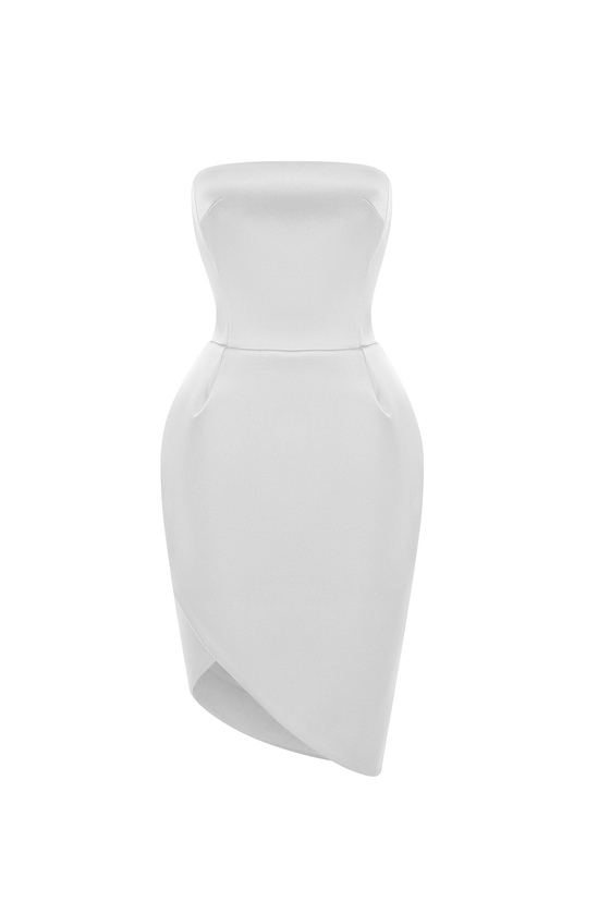 Платье мини из атласа с объемной юбкой