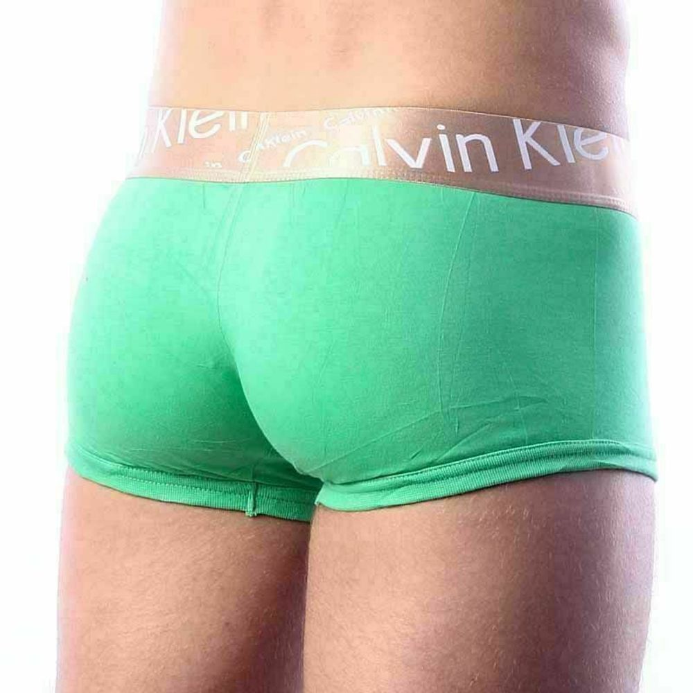 Мужские трусы боксеры зеленые с косой резинкой Calvin Klein Bronze Boxer Italics Green