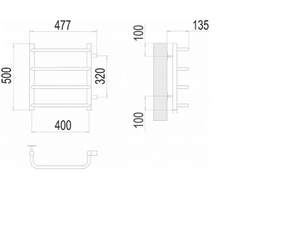 Terminus Полотенцесушитель Стандарт с боковым подключением П4 400х496 м/о 320