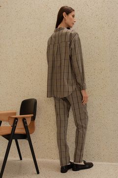 Рубашка 56398 Бордовый клетка