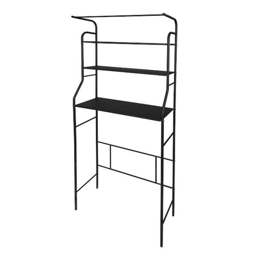 Стеллаж в ванную комнату широкий 68,5х26х165 см с перекладиной черный