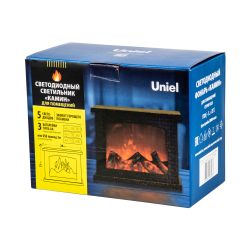 ULD-L2821-005-DNC-RED BLACK FIREPLACE Светильник светодиодный Камин с эффектом пламени. питание от батареек 3АА не в-к или USB в-к. 28х21см. 5 светодиодов. Корпус черный. TM Uniel