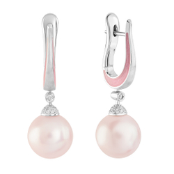Серьги с Розовым Жемчугом и Бриллиантами, Е0143-4/3