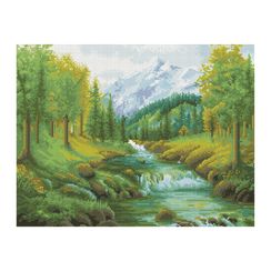 Almaz qaşlarla mozaika \ Алмазная мозаика \ Diamond painting Алмазная мозаика ТРИ СОВЫ "Горная река", 40*50см, холст на деревянном подрамнике, картонная коробка
