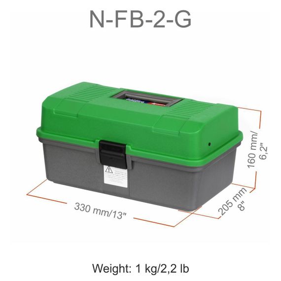 Ящик рыболова NISUS Fishing 2-tray двухполочный зеленый (N-FB-2-G)