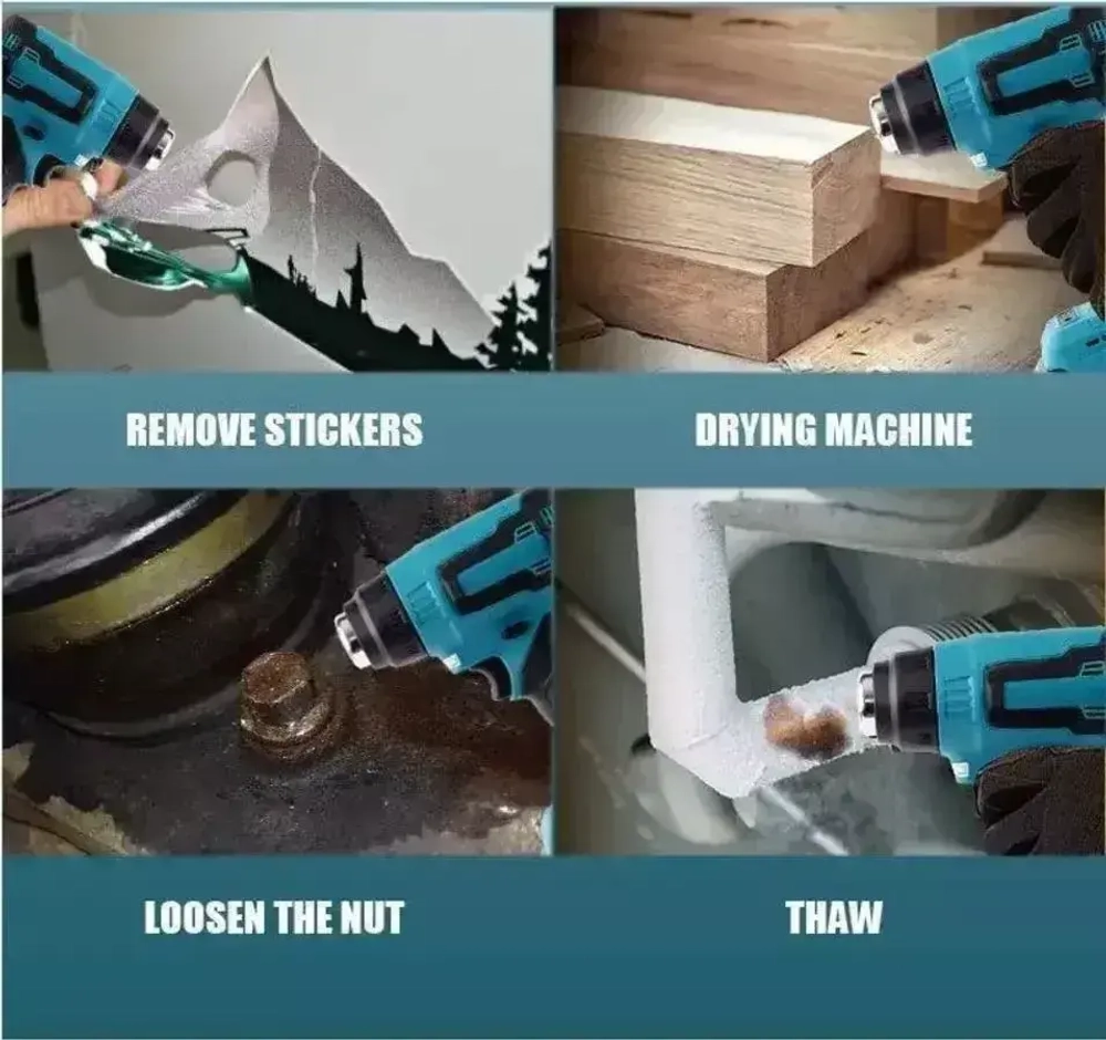 Фен строительный аккумуляторный Makita, тепловой пистолет Макита 2 аккумулятора