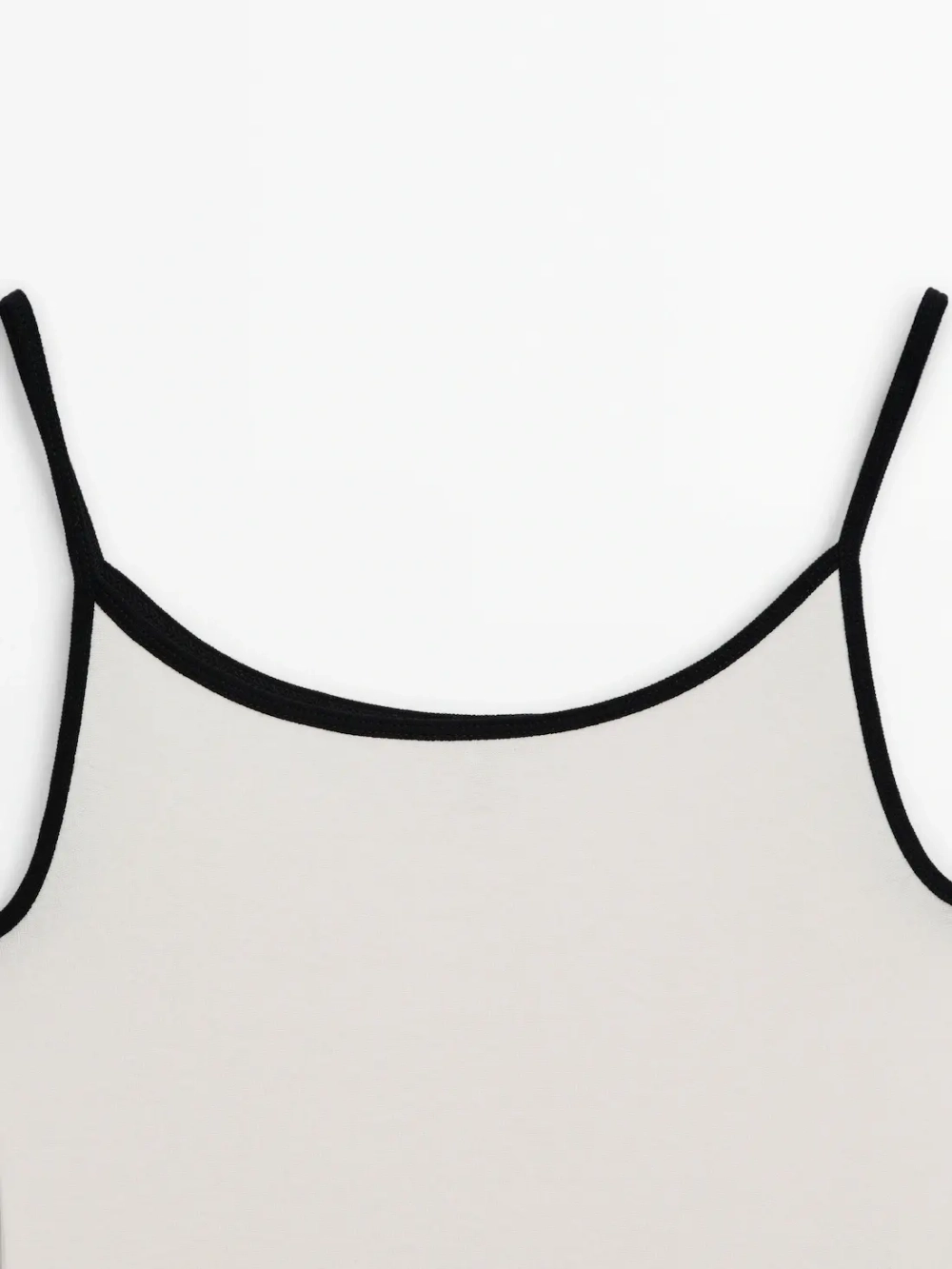 Massimo Dutti Хлопковый топ на бретелях с контрастной окантовкой, натуральный, кремовый