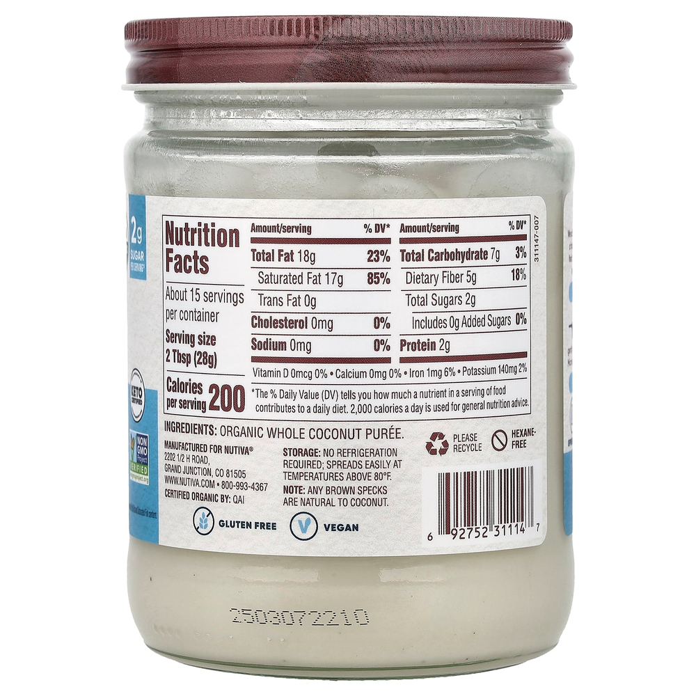 Nutiva, Organic Coconut Manna™, чистое и вкусное кокосовое масло, 425 г (15 унций)